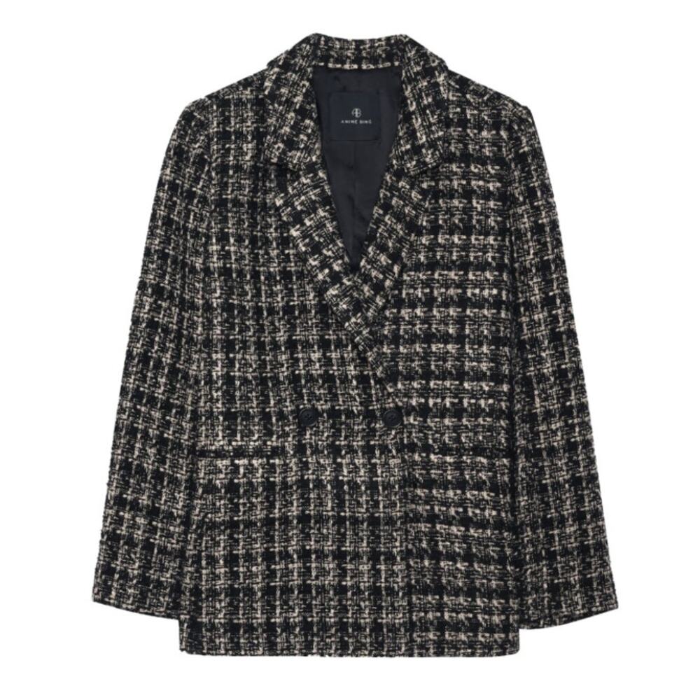 ANINE BING XS Madeleine tweed double-breasted blazer